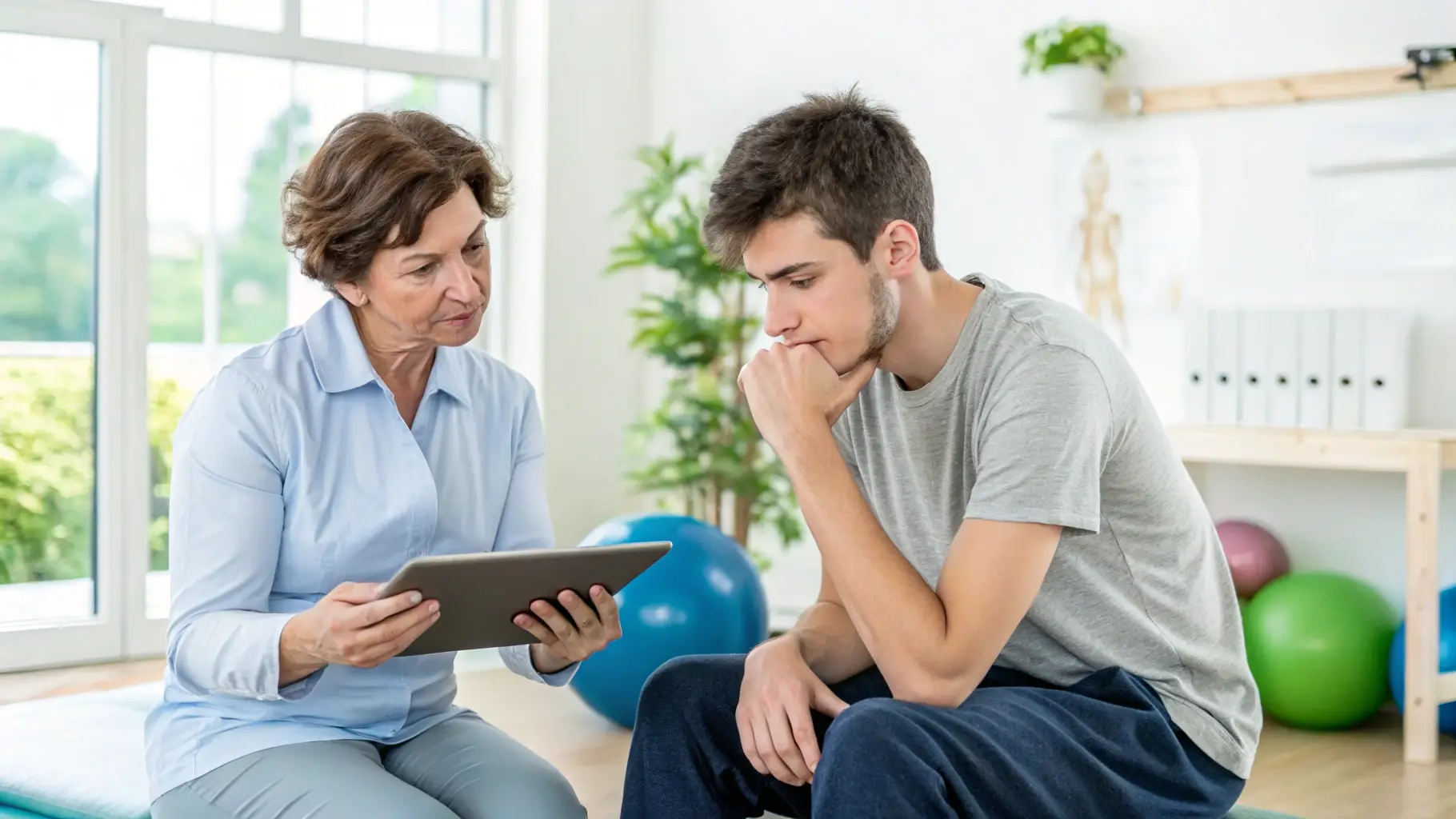 reviewing chart with patient