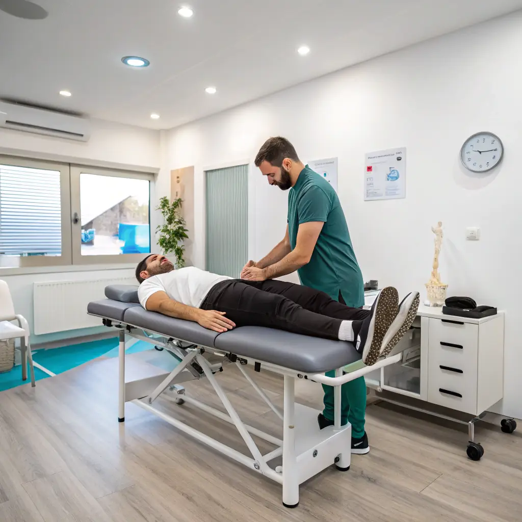 therapist working on patient