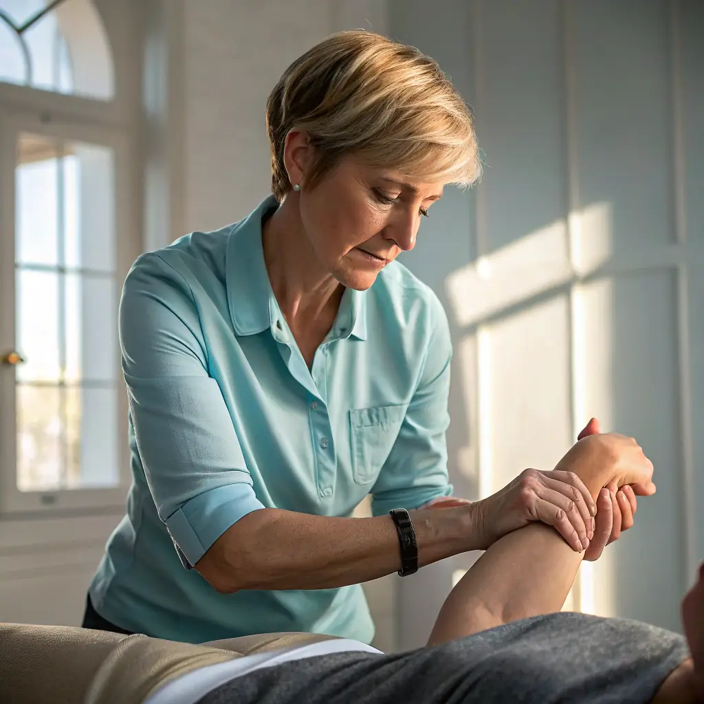therapist working on patient's arm
